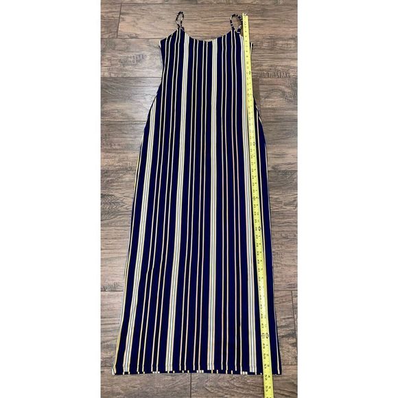 Women’s Maxi Dress Blue Stripes Knit Summer Medium - Picture 3 of 8